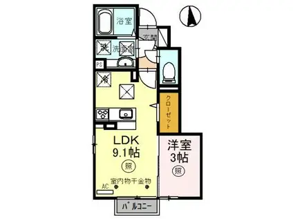 PRELUDE(1LDK/1階)の間取り写真