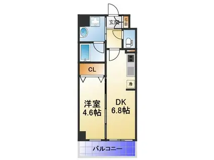 アドラブール・KIKI(1DK/6階)の間取り写真