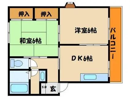 エスポワールレジデンスア朝霧(2DK/1階)の間取り写真