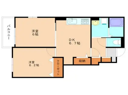 CROWN VILLA II(2DK/1階)の間取り写真