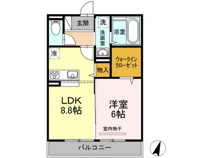 イヴェール(1LDK/3階)の間取り写真