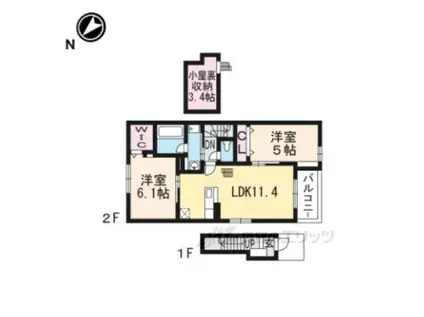 スリーズⅡ(2LDK/2階)の間取り写真