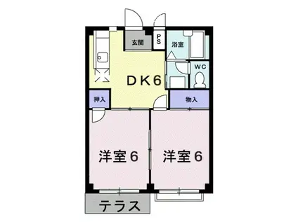 エルディム増井(2DK/1階)の間取り写真