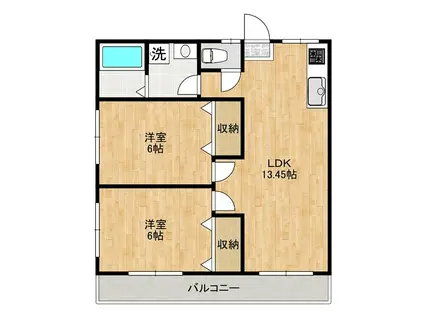 コーポ栄(2LDK/3階)の間取り写真