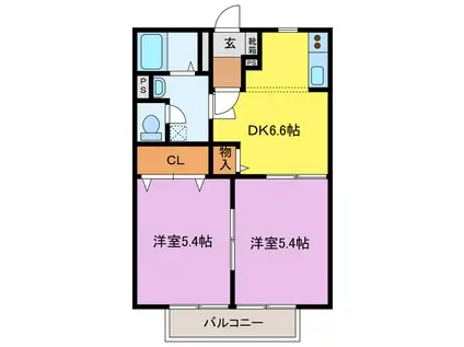 シダーズ パレス(2DK/2階)の間取り写真