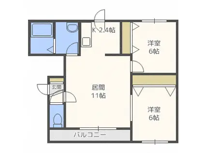 サビオラ八軒(2LDK/2階)の間取り写真