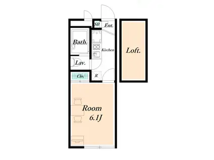 冬月花II(1K/1階)の間取り写真