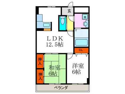 パレグランシャリオ(2LDK/3階)の間取り写真