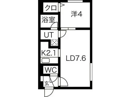 カレラ月寒中央(1LDK/5階)の間取り写真