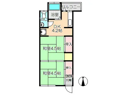 テイシン文化(2DK/2階)の間取り写真