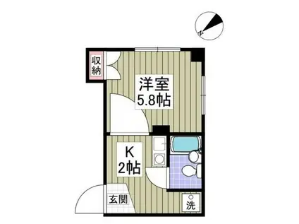サカエコーポ桜ヶ丘(1K/1階)の間取り写真