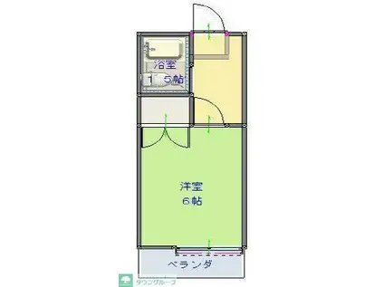 工藤 コーポ(ワンルーム/2階)の間取り写真