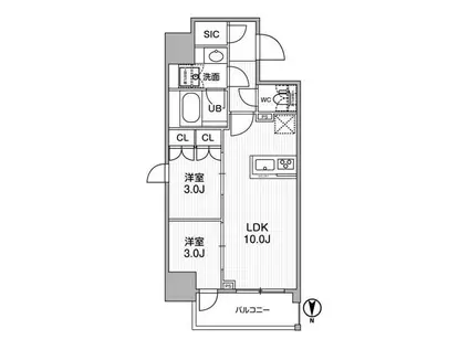 ニド蒲田(2LDK/11階)の間取り写真