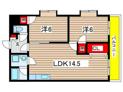 リシェスコート落合(2LDK/2階)の間取り写真