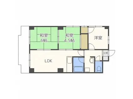アーバンコート新琴似(3LDK/2階)の間取り写真