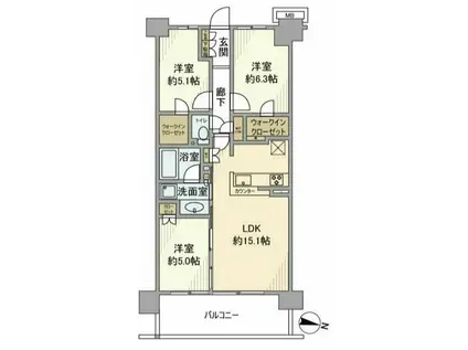 ソライエシティザ・パーク(3LDK/4階)の間取り写真