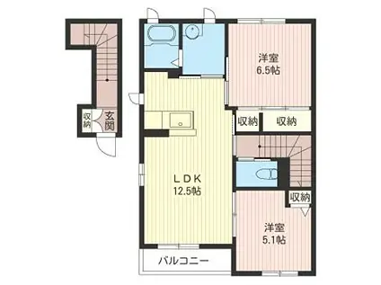 クオーレル ケイ(2LDK/2階)の間取り写真