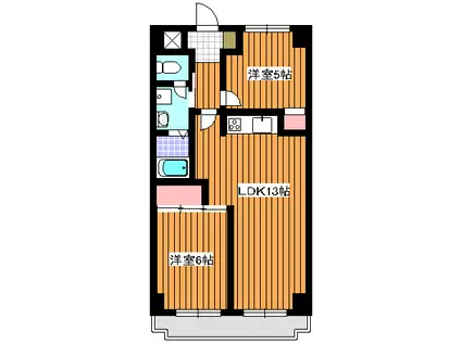 シャルム松木(2LDK/3階)の間取り写真