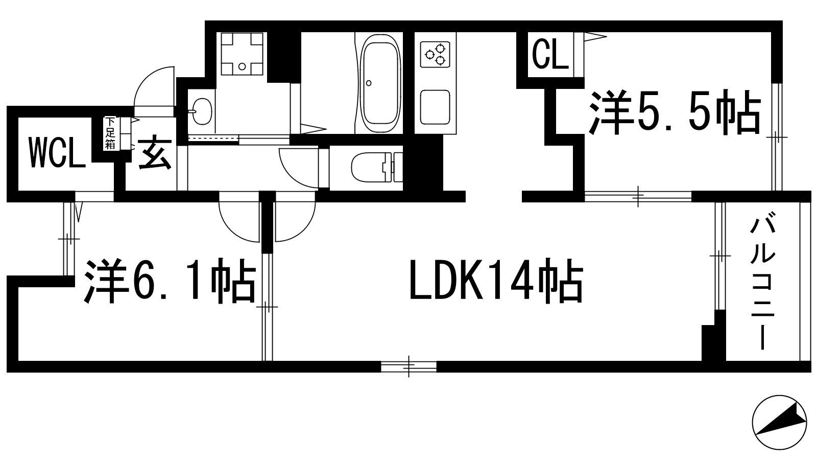 ベルフローラ(2LDK/1階)の間取り写真