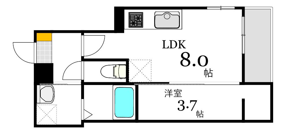 MOVE江波本町(1LDK/3階)の間取り写真