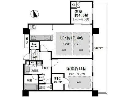 プラウドタワー堺東2310(2LDK/23階)の間取り写真