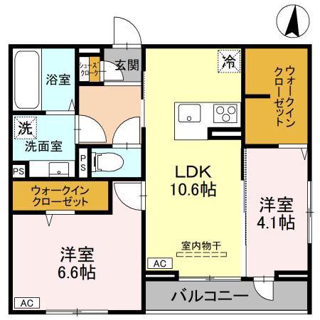 Dアヴァンス南越谷(2LDK/3階)の間取り写真