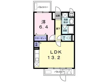 グレイス フローラ(1LDK/1階)の間取り写真
