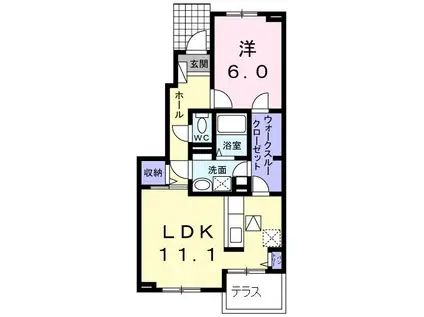 ディオ・ルーチェ(1LDK/1階)の間取り写真
