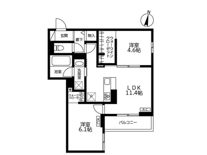 THE APARTMENT ACE 5(2LDK/1階)の間取り写真