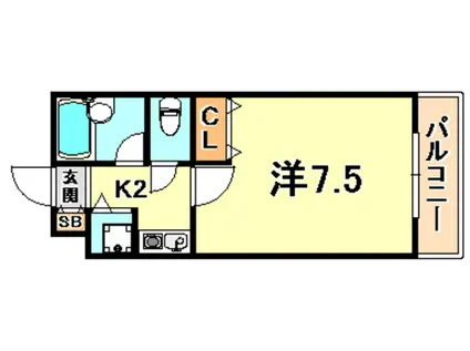 シャトラン弓木三番館(1K/1階)の間取り写真