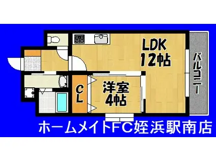 ヴァーグ ポルト グラン(1LDK/9階)の間取り写真