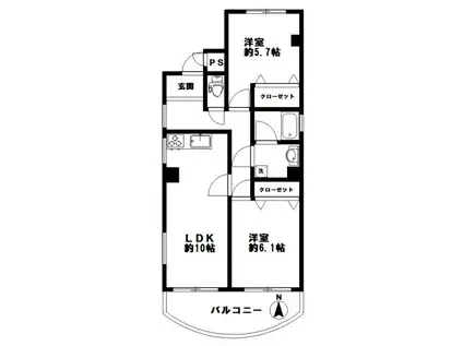 青木ビル(2LDK/2階)の間取り写真