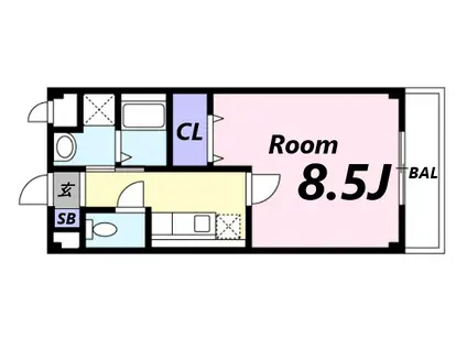 ネオカーサ(1K/1階)の間取り写真