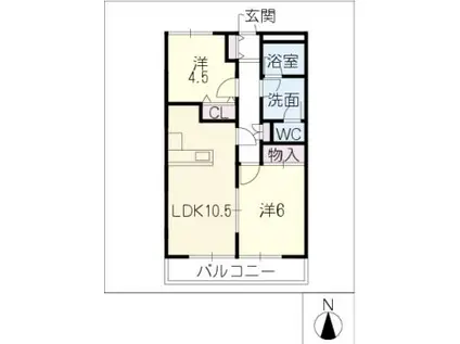 クレベール(2LDK/2階)の間取り写真