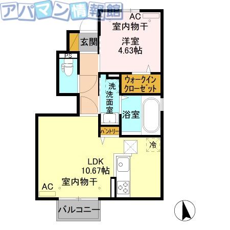 アルブル・カメリアII(1LDK/1階)の間取り写真