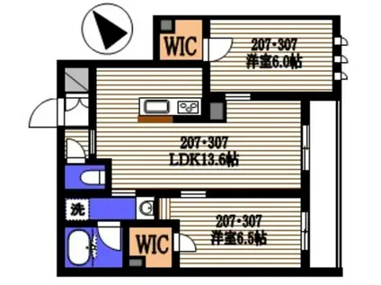 ロワゾーブルー(2LDK/3階)の間取り写真