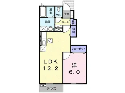 ジェネシスV番館(1LDK/1階)の間取り写真