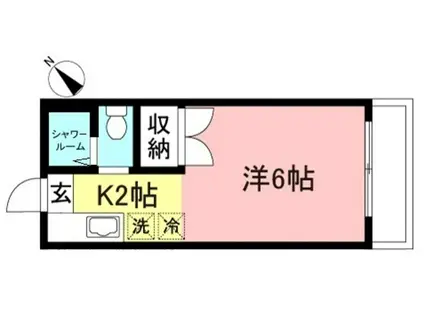 ヴィラ藤II(1K/2階)の間取り写真