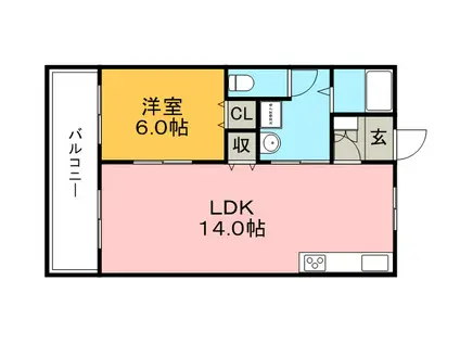 組坂ビル9(1LDK/2階)の間取り写真