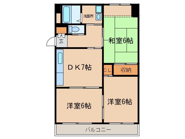 ゼフィール大清水(3DK/4階)の間取り写真