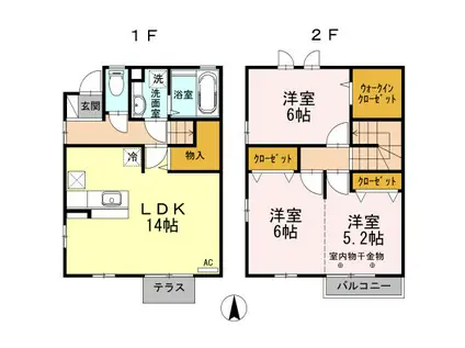 コロナーレ水越(3LDK/1階)の間取り写真