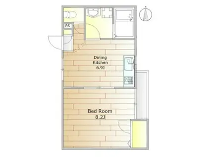 柿の木坂レジデンス(1DK/2階)の間取り写真