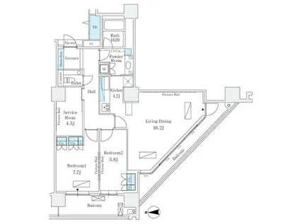 コスモポリス品川(2SLDK/7階)の間取り写真