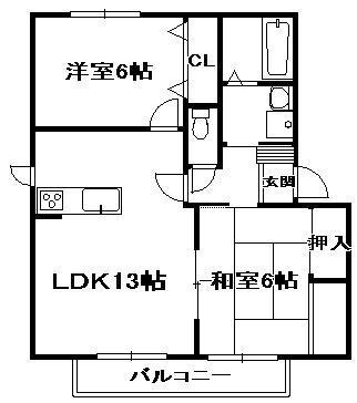 シャトーコエモンA(2LDK/2階)の間取り写真