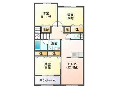 グラン・マティスA(3LDK/2階)の間取り写真
