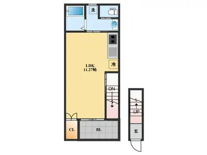 リリーヒルズ(ワンルーム/2階)の間取り写真