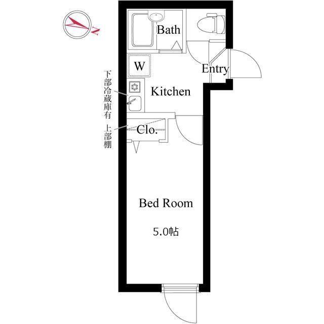 レーヴ扇(1K/1階)の間取り写真