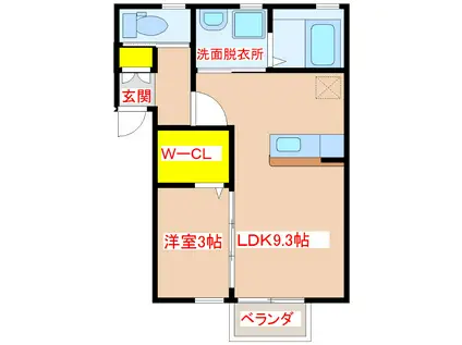 ソラーナIII(1LDK/2階)の間取り写真