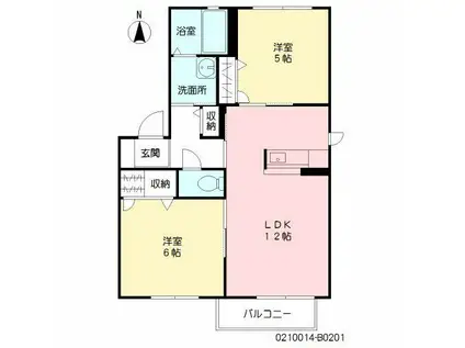 メゾン蓮ロータスB棟(2LDK/2階)の間取り写真