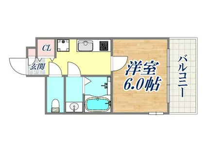 クオーレ三宮弐番館(1K/6階)の間取り写真